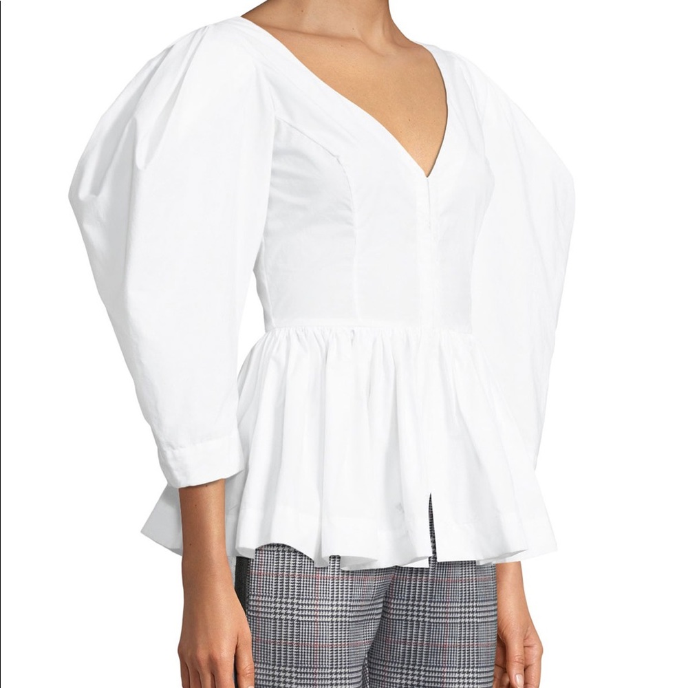 ISA ARFEN
Vera V-Neck Full-Sleeve Cotton Peplum Top uk size 8 $675 - Picture 4 of 13